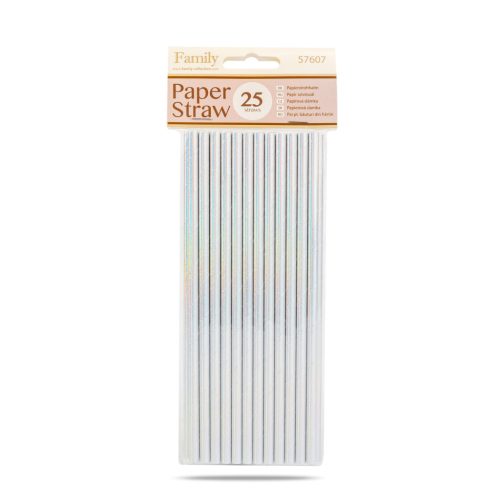 Papír szívószál - irizáló - 197 x 6 mm - 25 db