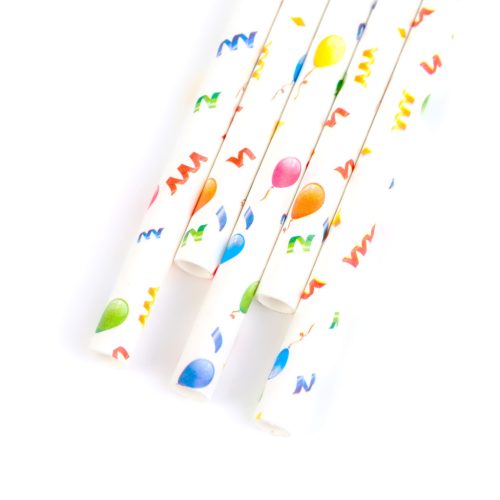 Papír szívószál - party - 197 x 6 mm - 25 db