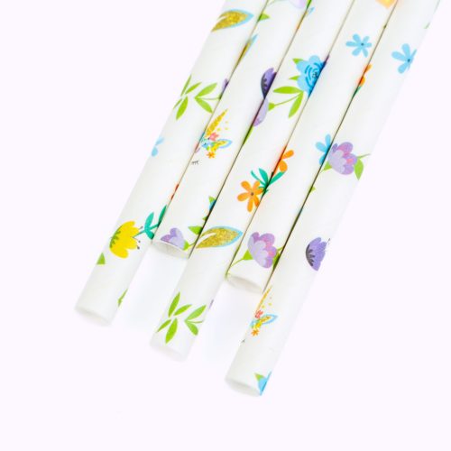 Papír szívószál - virág - 197 x 6 mm - 25 db