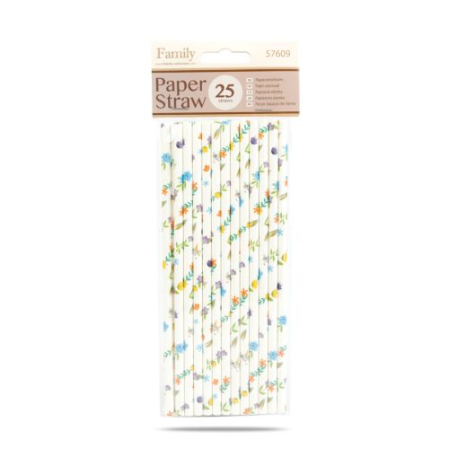 Papír szívószál - virág - 197 x 6 mm - 25 db