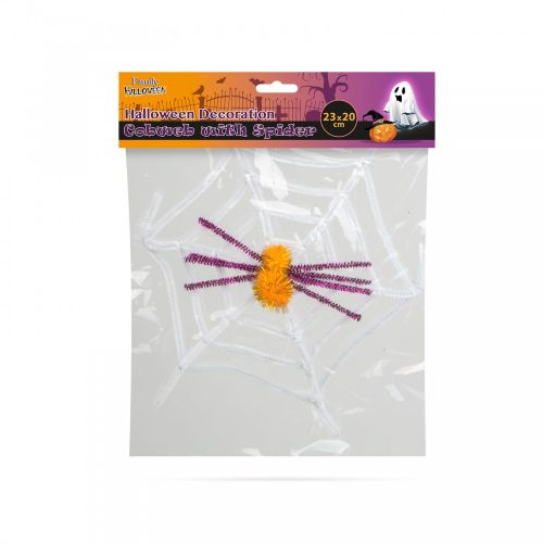 Pókháló pókkal - Halloween dekoráció