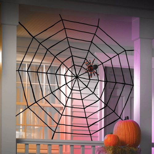 Plüss pókháló - Halloween dekoráció - 200 cm - fekete