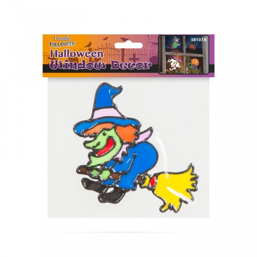 Halloween ablakdekor - színes boszorkány