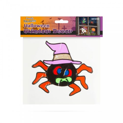 Halloween ablakdekor - színes, csillámos pók