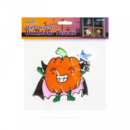 Halloween ablakdekor - Csillámos, színes tök
