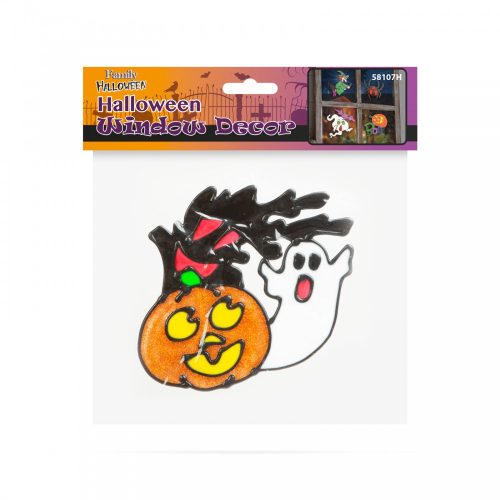 Halloween ablakdekor - tök és szellem