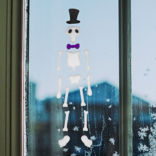 Halloween gél ablakdekoráció - csontváz - 46 × 12 cm