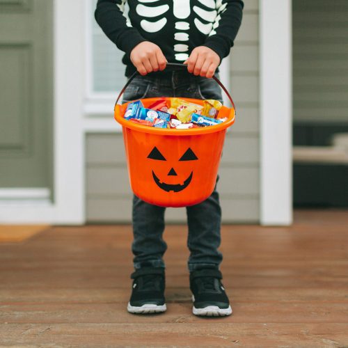 Halloween műanyag vödör - tök mintás - 20 x 15 cm