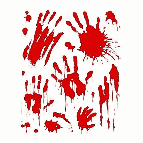 Halloween ablakmatrica szett - véres kezek - 8 részes