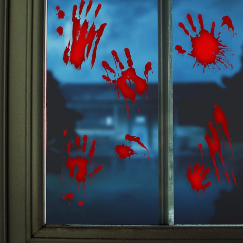 Halloween ablakmatrica szett - véres kezek - 8 részes
