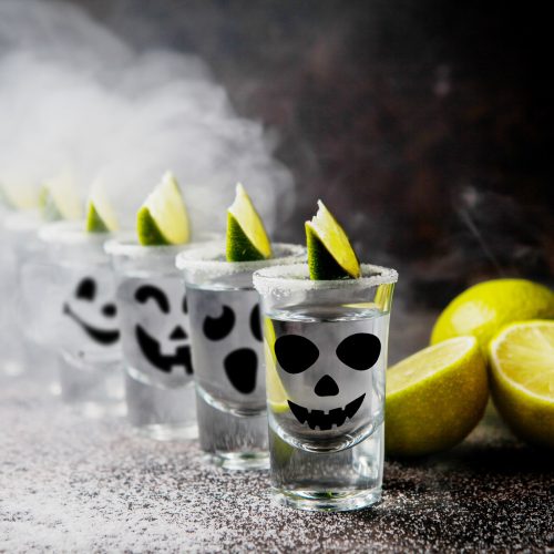 Halloween fólia matrica szett - fekete tök arcok - 16 db / csomag