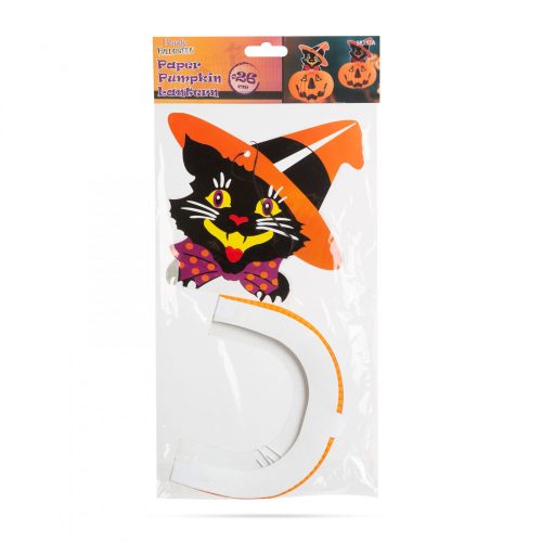 Halloween tökös lampion macskával - 26 cm