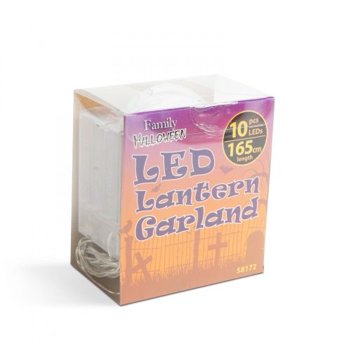 Halloween Pókos lampion fényfüzér - 165 cm - Elemes