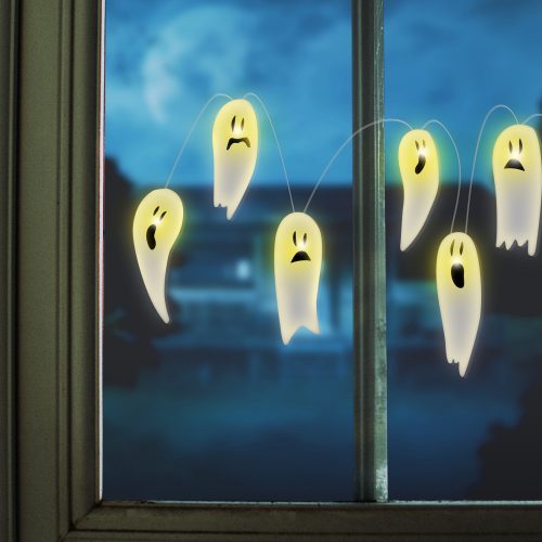Halloween LED ablakdekor - gél - szellem - 85 cm