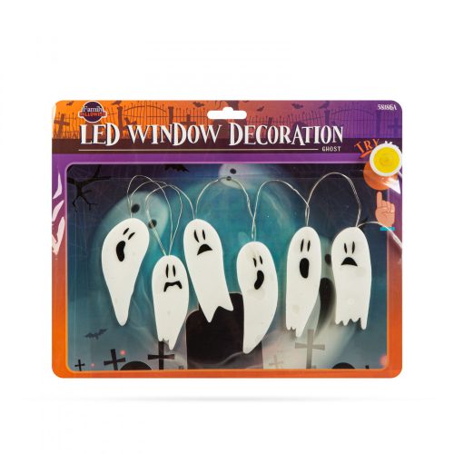 Halloween LED ablakdekor - gél - szellem - 85 cm