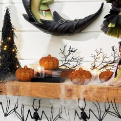   Halloween tök dekoráció - 5,2 cm - habszivacs - glitteres - 4 db