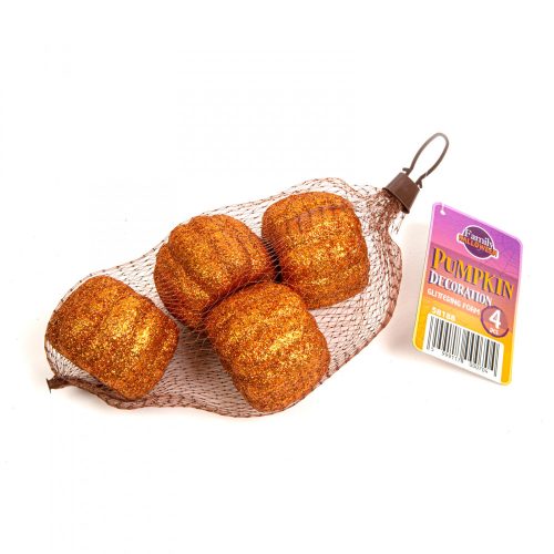 Halloween tök dekoráció - 5,2 cm - habszivacs - glitteres - 4 db