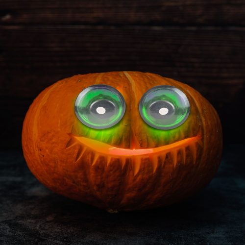 Halloween ijesztő szempár - zöld LED-es - elemes