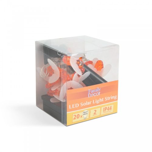 LED szolár fényfüzér - Méhecske - 2,3 m - 20 színes LED