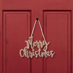   Karácsonyi dekoráció - "Merry Christmas" felirat - 20 x 12 cm - arany