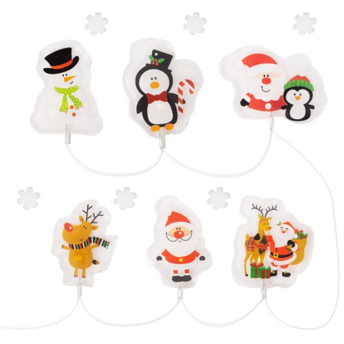 Karácsonyi LED fényfüzér - gél ablakmatrica - 6 LED - 2 x AA