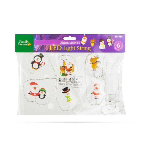 Karácsonyi LED fényfüzér - gél ablakmatrica - 6 LED - 2 x AA