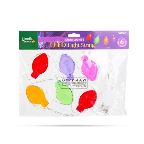 Karácsonyi LED fényfüzér - gél ablakmatrica - 6 LED - 2 x AA