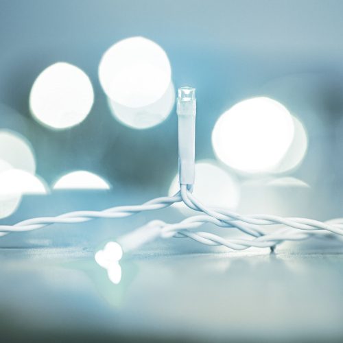 Karácsonyi Fényfüggöny - 100 db LED - Hidegfehér - 2 m - 8 program