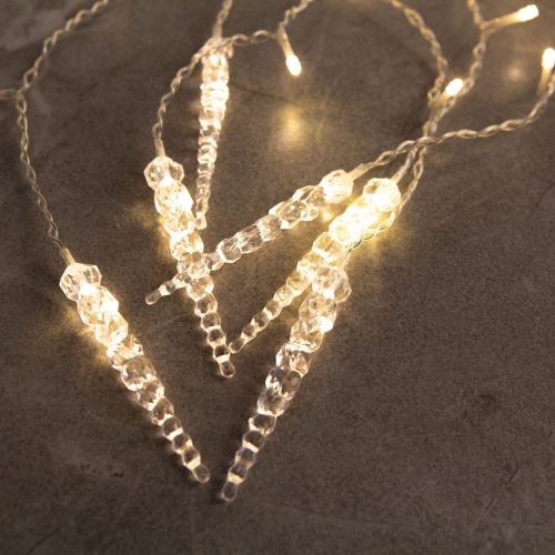 LED fényfüggöny - jégcsappal - 3,5 x 0,7 m - 180 melegfehér LED - IP44