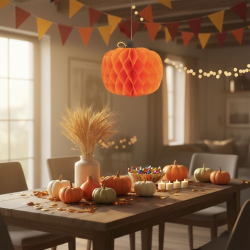 Őszi tök lampion - papír - 30 cm