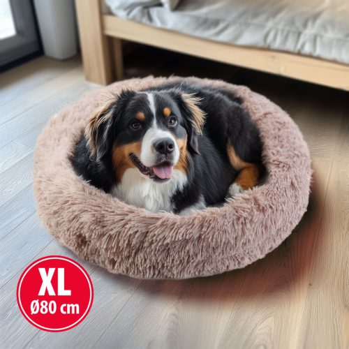 Kutyafekhely - kerek XL méret - 80 cm - világosbarna