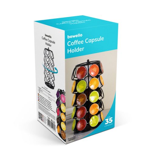 Dolce Gusto kapszulatartó 35 kapszulához - Forgatható fém állvány - Fekete