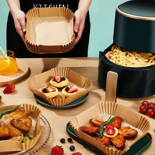 Air fryer sütőpapír - olaj nélküli sütőhöz - 23 x 23 cm - 50 db