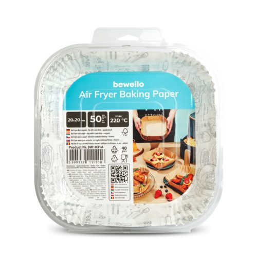 Air fryer sütőpapír - olaj nélküli sütőhöz - mintás, négyzet - 20 cm - 50 db / csomag