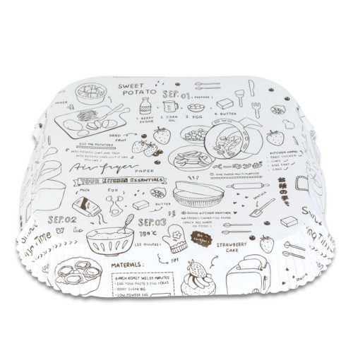 Air fryer sütőpapír - olaj nélküli sütőhöz - mintás, négyzet - 23 cm - 50 db / csomag