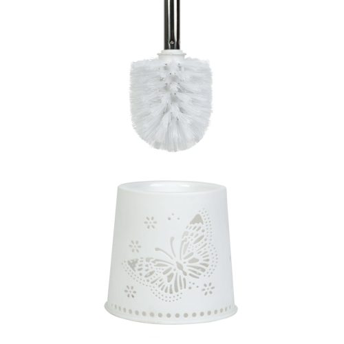 WC kefe + tartó - Pillangó minta - Fehér