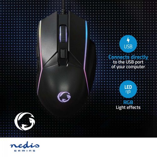  Nedis 6 gombos Gaming Egér - 7200 DPI - Jobbkezes