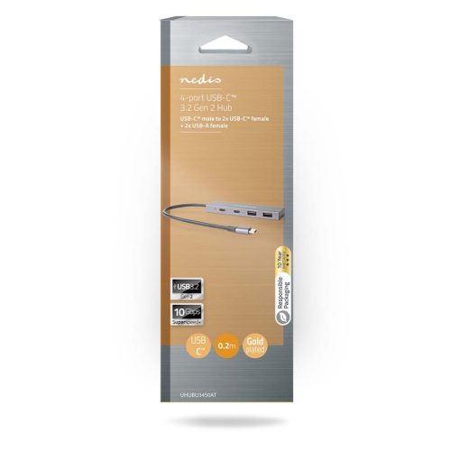 Nedis USB-C hub - USB3.2 Gen 2 - 4 port - 2x USB-A - 2x USB-C - 10 Gbps