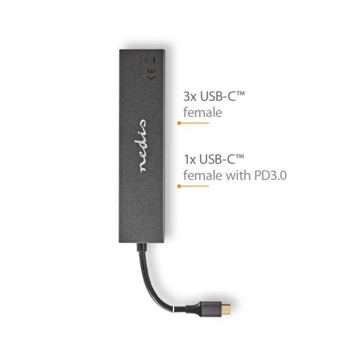Nedis USB-C hub - USB3.2 Gen 2 - 10 Gbps - PD3.0 - 100W - 4 USB-C Port