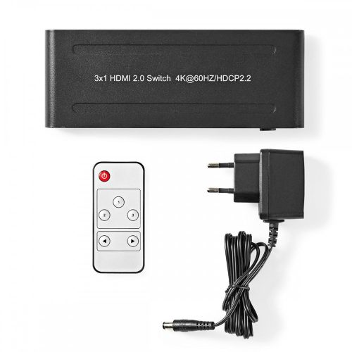 Nedis 3 portos HDMI switch - UHD - 4K - 3D - HDCP2.2 - Távirányító