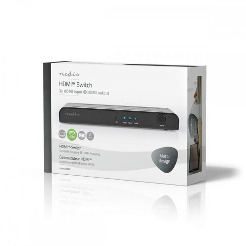 Nedis 3 portos HDMI switch - UHD - 4K - 3D - HDCP2.2 - Távirányító
