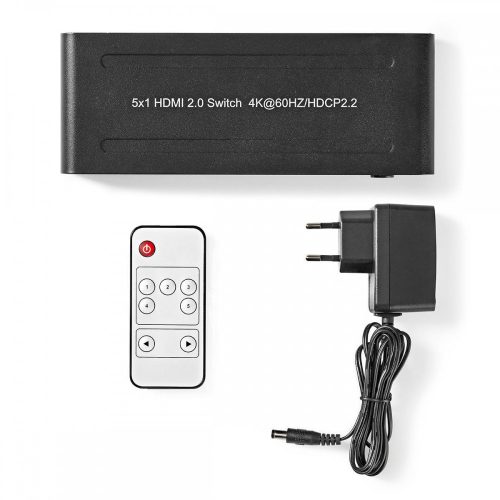 Nedis 5 portos HDMI switch - UHD - 4K - 3D - HDCP2.2 - Távirányító