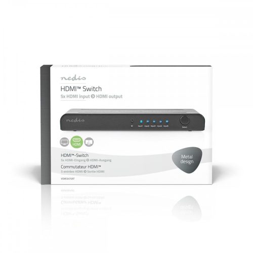 Nedis 5 portos HDMI switch - UHD - 4K - 3D - HDCP2.2 - Távirányító