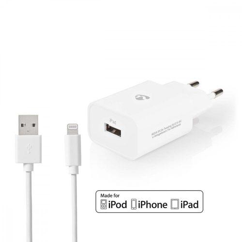 Hálózati USB töltő + Apple Lightning kábel 2,4A fehér