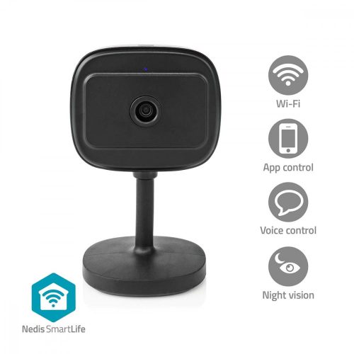 Nedis Beltéri Wifi okos kamera - Fekete - Full HD 1080p - Mozgásérzékelő - Éjjellátó - SmartLife