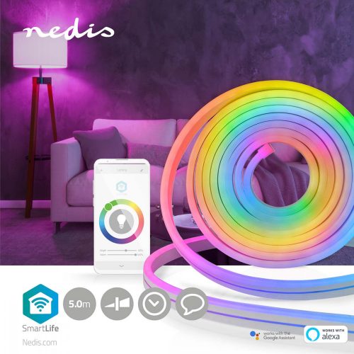 Neonstílusú Wifi LED Szalag - 5 m - RGB - Kültéri - SmartLife