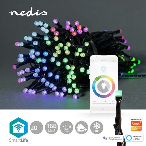 Wifi Fényfüzér - RGB - 20 m - 168 Led - SmartLife