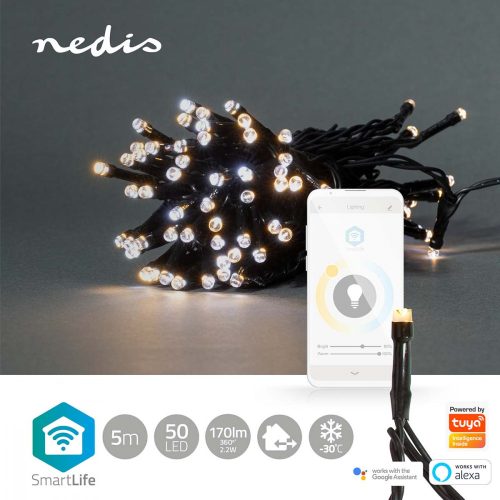 Nedis WiFi Fényfüzér - Hideg / Meleg Fehér - 50 LED - 5 m - SmartLife