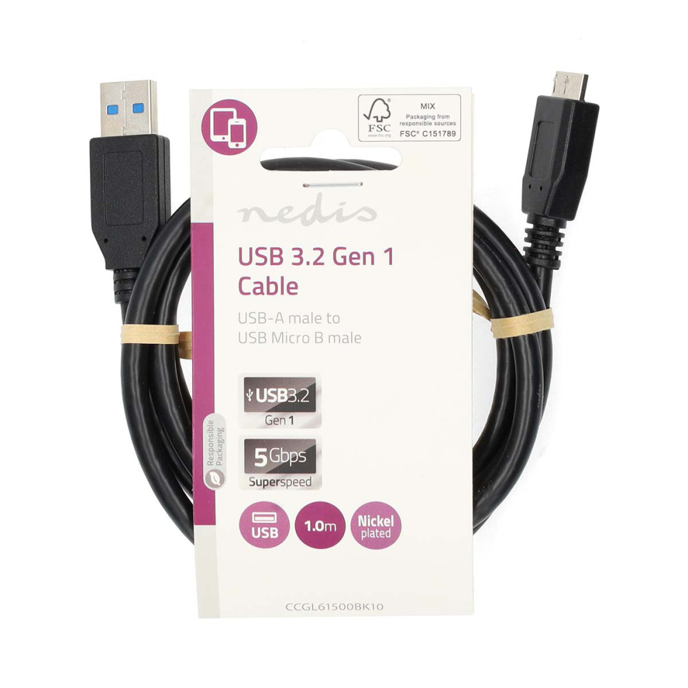 USB 3.2 Micro USB B / USB A kábel - 5 Gbps Superspeed - 1 m