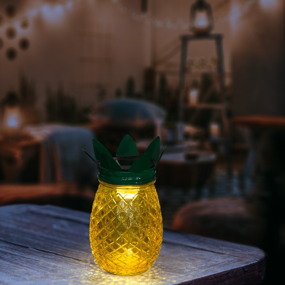 Ananász szolár lámpa - Üveg - 17 x 9 cm